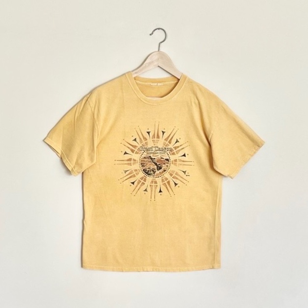 Vintage 90s Y2K Grand Canyon National Park Sun Graphic Yellow T Shirt Adult L